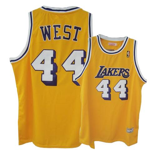 Camiseta retro West #44 Los Angeles Lakers Amarillo - Haga un click en la imagen para cerrar